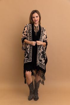 Indulge in elegance with our Velvet Dream Mesh Tapestry Kimono. Crafted from sumptuous velvet and adorned with intricate tapestry motifs, this kimono exudes luxury and style. Perfect for lounging at home or adding a touch of glamour to any outfit. #lovemyleto 50% Viscose 50% Nylon Imported Velvet Kimono Outfit, Kimono Outfit, Velvet Kimono, Kimono Sweater, Velvet Burnout, Summer Kimono, Novelty Clothing, Boho Kimono, Bohemian Floral