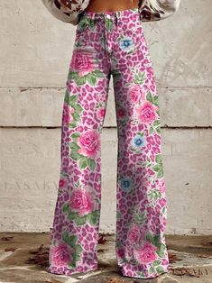 Lasaky - Casual Lightweight Wide Leg Pants with Denim-Inspired Design Stylist Outfit, Western Tee, American Western, Western Tops, Vintage Botanical, Western Dresses, Clothing Styles, Mixing Prints, Casual Denim