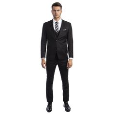 Elevate Your Style With The Sean Alexander Men's Three-Piece Suit, A Symbol Of Modern Sophistication. This Ensemble Boasts A Solid Design And A Skinny Fit, Ensuring You Look Your Best At Any Event. The Jacket Features A Two-Button Front Closure, Notch Lapel, And Underarm Sweat Guards For Ultimate Comfort. The Vest, With Its Four-Button Closure, Adds An Extra Layer Of Refinement, While The Flat Front, Skinny Fit Pants Come With Practical Details Like Back Besom Pockets And A 37-Inch Inseam. Craft Black Professional Sets For Business Casual, Black Single Breasted Business Casual Sets, Black Single-breasted Business Casual Sets, Black Single Breasted Sets For Business Casual, Black Suiting Fabric Sets For Business Casual, Black Notch Lapel Business Sets, Black Slim Fit Business Sets, Black Slim Fit Sets For Business, Professional Black Business Sets