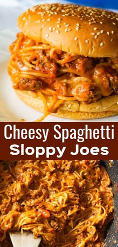 cheesey spaghetti sloppy joes are an easy and delicious appetizer that is ready in less than 30 minutes