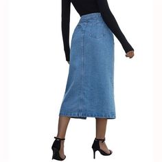 Material: PolyesterLength: Mid-CalfSilhouette: AsymmetricalSeason: Fall,SpringFabric Stretch: No StretchPackage Contents: 1 x Skirt Women Skirts, Spring Fabric, Mid Calf, Denim Women, Single Breasted, High Waisted Skirt, Womens Skirt, High Waist, High Waisted