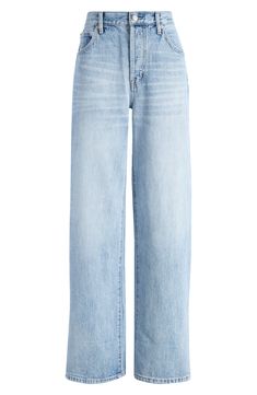 These rigid jeans are crafted from nonstretch denim with a high waist and straight legs for a modern silhouette. 26 1/2" inseam; 10" leg opening; 13" front rise; 15" back rise (size 29) Zip fly with button closure Five-pocket style 100% cotton Machine wash, dry flat Imported Straight Fit Wide Leg Cropped Jeans In Rigid Denim, Wide Leg Straight Fit Cropped Jeans In Rigid Denim, Modern Relaxed Fit Cropped Jeans, Modern High-rise Light Wash Jeans, Modern High Rise Cropped Jeans In Rigid Denim, Modern High-rise Cropped Jeans In Rigid Denim, Modern Rigid Denim Jeans For Spring, Spring Modern Rigid Denim Jeans, Modern Denim Blue Straight Leg Cropped Jeans