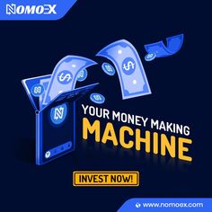 money flying out of a box with the words, your money making machine invest now