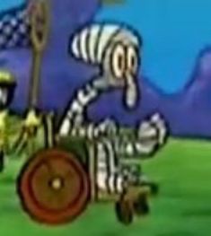 an animated image of a man riding in a buggy