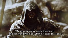 an image of a man in armor with a quote from the movie,'my story is one of many thousands, and i