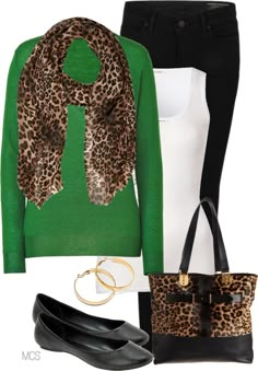 Green Sweater Outfit Work, Green And Leopard Outfit, Kelly Green Sweater Outfit, Green Outfit Women, Leopard Sweater Outfit, Red And Green Sweater, Red And Green Outfit