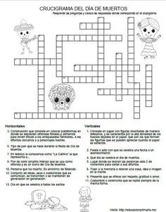 a crossword puzzle with the words crucigima del dia de muertos