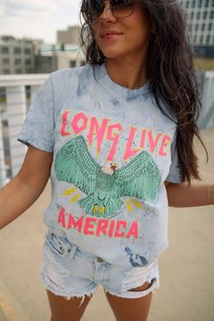 Long Live America Graphic Tee | Cornell's Country Store Holiday Hoodies, Ocean Colors, Land Of The Free, Screen Printing Designs, Athleisure Wear, Comfort Color, Long Live, Basic Outfits, Romper With Skirt