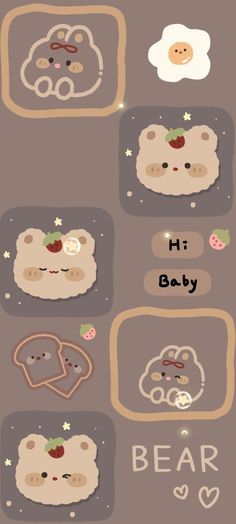 Kawaii Bear Wallpaper Iphone, Bunny Wallpaper Aesthetic, Wallpaper Minimal, Whatsapp Wallpaper Cute, Cute Mobile Wallpapers, Iphone Wallpaper Kawaii, Wallpaper Doodle, Cute Desktop Wallpaper, Wallpaper Cute