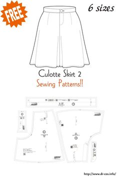 the front and back view of a short skirt sewing pattern