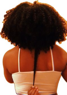 the back of a woman's head with an afro