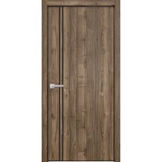 a wooden door with metal handle on an isolated white background, it is made of wood