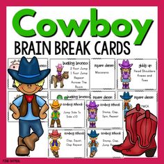 the cowboy brain break cards are great for students to practice their language and writing skills