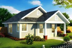 Live all on one floor in this adorable Tiny Cottage house plan that comes in at under 22 Small Country Homes, Porch House Plans, Monster House Plans, Cottage Style Homes, Tiny Cottage, Architecture 3d