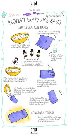 the instructions for how to make an aroma therapy bag