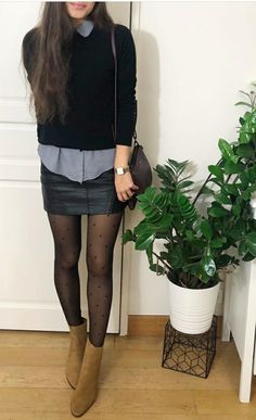 Rok Outfit, Mode Boho, Casual Work Outfits, Fashion Mistakes, Work Outfits Women, Black Tights