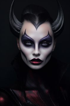 Halloween Malevolent Maleficent makeup inspired by famous Disney villain Villain Makeup, Disney Villains Makeup, Rocky Horror Picture Show Costume, Dark Fantasy World, Halloween Makeup Witch, Angel Makeup