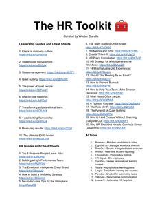 the hr tool kit is open and ready to be used for project managers, it's all in one page