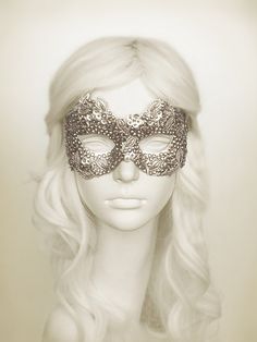 Sequined Silver Masquerade Mask With Rhinestones And by SOFFITTA Costumes With Masks, Masquerade Ideas, Silver Masquerade Mask, Gold Masquerade Mask, The Mask Costume, Masquerade Ball Mask, Fantasy Party, Prom Costume, Fantasy Outfits