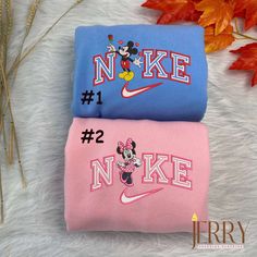 Disney Nike Mickey Mouse & Minnie Mouse Embroidered Sweatshirt Set – Matching Hoodies Matching Embroidered Hoodies, Nike Mickey Mouse, Nike Embroidered Sweatshirt, Disney Nike, Mickey Mouse And Minnie Mouse, Vintage Safari, Marvel Clothes, Safari Shirt, Matching Hoodies