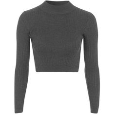 Petite Topshop Ribbed Long Sleeve Crop Top (7.528 BHD) ❤ liked on Polyvore featuring tops, shirts, crop tops, sweaters, long-sleeve shirt, rib crop top, long sleeve tops, cropped shirts and ribbed top Gray Long Sleeve Crop Top For Fall, Fitted Gray Cropped Sweater For Winter, Gray Long Sleeve Casual Crop Top, Fitted Knitted Turtleneck Cropped Sweater, Gray Long Sleeve Cropped Sweater, Charcoal Sweater, Petite Sweaters, Funnel Neck Sweater