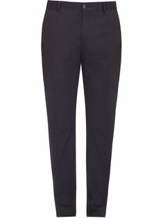 Very dark blue stretch-cotton mid-rise tailored trousers from DOLCE & GABBANA featuring mid-rise, button fly fastening, belt loops, two side slit pockets, two rear welt pockets and tailored cut. | Dolce & Gabbana Mid-Rise Tailored Trousers Tapered Chinos, Very Dark Blue, Cotton Chinos, Chino Trousers, Tailored Trousers, Welt Pockets, Welt Pocket, Stretch Cotton, Mid Rise