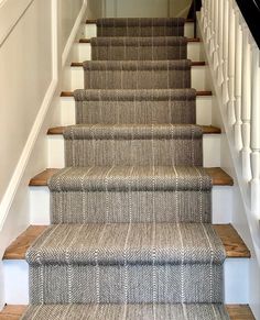 a carpeted staircase leading up to the second floor