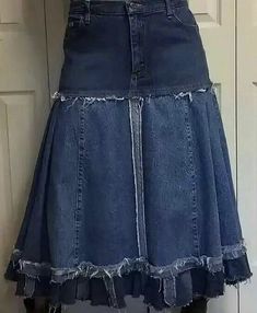 Turn Jeans Into Skirt, Diy Denim Skirt, A Line Denim Skirt, Denim Inspiration, Denim Diy, Seahorses