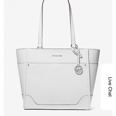 Michael Kors Large Zip Top Leather Tote In Optic White, New With Tags And All Packaging, Beautiful Bag! Timeless And Versatile, The Harrison Tote Is The Kind Of Bag You’ll Carry For Years To Come. It’s Made From Smooth And Saffiano Leather That’s Minimally Detailed With Our Logo Charm And Polished Hardware. Sized To Hold A Laptop And Other Workday Essentials, It’s The Perfect Companion On Your Daily Commute. Tote Bag Leather 100% Leather Trim: 60% Polyurethane/20% Cotton/20% Polyester Silver-Ton Formal White Michael Kors Bag, Classic White Michael Kors Shoulder Bag, Elegant White Michael Kors Shoulder Bag, White Elegant Michael Kors Shoulder Bag, Michael Kors White Leather Bag, Michael Kors White Leather Shoulder Bag, Michael Kors White Tote Shoulder Bag, White Michael Kors Shoulder Bag With Silver-tone Hardware, Classic Michael Kors Bags With Silver-tone Hardware