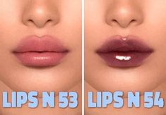 two pictures of lips with the words lips n 3 lips n 54