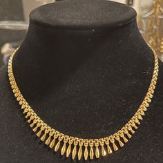 This Is A Stunning Piece Of Artwork Jewelry. In The Front Are Cylinders That Gradually Get Smaller As They Taper Towards The Sides. The Necklace Is Genuine 14k Yellow Gold And Made In Italy The Total Weight Is Over 17 Grams ( See Photo ) The Length Is 17 And 1/4 Inches In A Semi Circular Shape That Resembles A Piece That The Egyptian Queen “Cleopatra” Might Have Worn. It Is A Very Unique Piece And It Will Surely Turns Some Heads. After Purchasing This Necklace, It Will Ship To A Poshmark Authori Gold Cleopatra, Cleopatra Style, Queen Cleopatra, Egyptian Queen, Gold Link Chain, Gold Yellow, Womens Jewelry Necklace, Unique Pieces, Choker