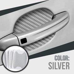 an image of a door handle with the color silver on it's front side