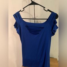 Cold Shoulder Blue Blouse With Chest Slits Size Large Nwt Blue Stretch Blouse For Night Out, Casual Blue Blouse For Night Out, Pocket Blouse, Half Sleeve Shirts, Racerback Top, Pleat Top, Paris Woman, Top Shirt Women, Tie Neck Blouse