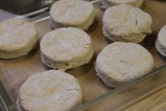 some biscuits are sitting in a glass dish