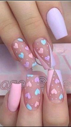 Valentine Nail Art, Valentine Nails, Nail Designs Valentines, Acrylic Nails Coffin Pink, Nail Swag, Kawaii Nails, Short Acrylic Nails Designs