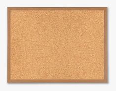 a cork board with a brown frame