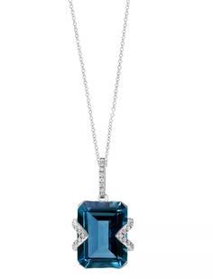 Bloomingdale's Fine Collection - London Blue Topaz & Diamond Pendant Necklace in 14K White Gold, 18"L - Exclusive Formal Blue Topaz Fine Jewelry Necklaces, Formal Fine Jewelry Blue Topaz Necklaces, Formal Blue Topaz Necklace Fine Jewelry, Blue Topaz Necklaces For Formal Occasions, Fine Jewelry Blue Topaz Necklaces For Formal Occasions, Formal Blue Topaz Necklace With Gemstone Accents, Elegant Blue Necklace With Accent Stones, Elegant Blue Topaz Necklaces With Accent Stones, Elegant Blue Topaz Necklace With Accent Stones