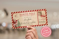 This editable Christmas gift voucher is the perfect printable gift from Santa himself! This North Pole gift voucher is the perfect nice list certificate, printable Christmas gift for him, Christmas gift for her, Christmas gift for kids or for adults! ------------------------------------------------ WHAT IS INCLUDED? ------------------------------------------------ DL (210mm x 99mm) editable Christmas gift voucher template you can print at home! To prevent unauthorised, illegal and commercial res Christmas Gift Voucher, Christmas Vouchers, Christmas Gift Vouchers, North Pole Christmas, Nice List Certificate, Christmas Gift Tags Personalized, Its Christmas Eve, Voucher Design, Vintage Christmas Gifts