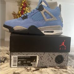 Jordan 4 Retro (Gs) Varsity Blue Jordan Retro 2, Air Jordan 4 Bred, Jordan 11 Cool Grey, Jordan 4 Bred, High Top Basketball Shoes, Jordan Blue, Nike Air Jordan 5, Nike Air Jordan 6, Denim Sneakers