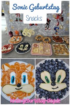 Sonic Geburtstag Snacks Sonic Macarons, Sonic Themed Party Food, Sonic Hedgehog Food Ideas, Sonic Hedgehog Party Food, Sonic The Hedgehog Birthday Treats, Sonic Ideas Birthday Parties, Sonic Fruit Tray, Sonic The Hedgehog Snack Ideas, Sonic The Hedgehog Birthday Party Snacks