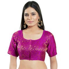 Purple and Violet color Blouse in Brocade fabric with Weaving work Party Brocade Blouse With Self Design, Elegant Brocade Blouse For Party, Elegant Purple Blouse With Self Design, Brocade Padded Blouse For Party, Padded Brocade Party Blouse, Elegant Brocade Blouse With Self Design, Festive Brocade Padded Blouse, Elegant Brocade Blouse Piece, Brocade Top For Party And Festivals