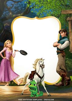 the princess and the frog are in front of an empty sign