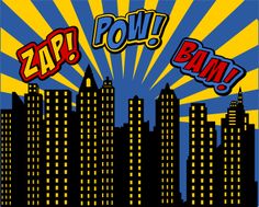 an image of a cartoon cityscape with the word zap powil on it