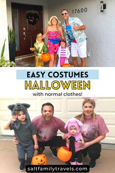 Family of 4 halloween costumes Easy Parent Halloween Costumes, Cheap Family Halloween Costumes, Easy Diy Family Halloween Costumes, Last Minute Family Halloween Costumes, Clever Family Halloween Costumes, Big Comfy Couch Costume Family, Easy Family Costumes, Halloween Costumes For Pregnant Women And Family