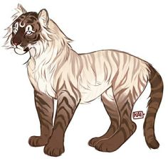 a drawing of a white tiger with brown stripes