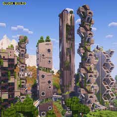 an image of a futuristic city with lots of trees and plants on the buildings in the background