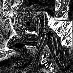 a black and white drawing of an alien in the rain with words written on it