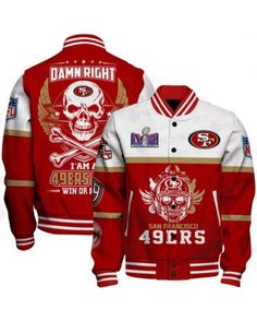 Super Bowl LVIII 49ers Skull Win Or Lose Varsity Jacket Stylish Men Wear, Varsity Letterman Jackets, Men Wear, Win Or Lose, Aviator Jackets, Letterman Jacket, Denim Jacket Men, Tracksuit Women, Denim Jacket Women