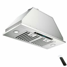 an exhaust hood with remote control attached to it