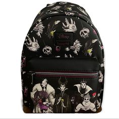 New With Tags, Only Took Out Of Package For Pictures. Great Bag Featuring Disney Villains. Adjustable Straps, Top Zipper Closure, Top Carrying Handle And Internal Zipper Pocket. Dimensions: 9" X 6" X 10" Disney-styled Black Standard Backpack, Black Disney Backpack For Travel, Themed Black Backpack For Everyday Use, Character Print Backpack For Disney Trips, Disney-themed Character Print Backpack, Black Disney Bags With Character Print, Black Bag For Daily Use, Themed Black Bag With Character Print, Black Themed Bag With Character Print